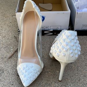 White studded pumps